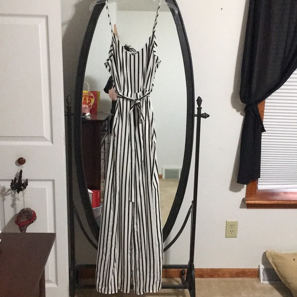 Charlotte Russe Pants - NWOT black and white striped jumpsuit